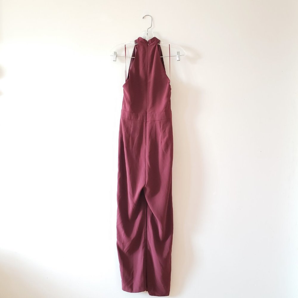 *SOLD Topshop Burgundy Plunging Neckline Jumpsuit 2 - Picture 3 of 8